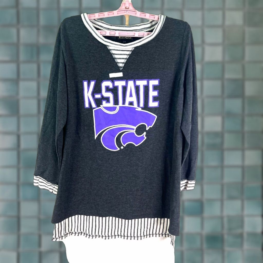Vintage Vintage Yes Kansas State Wildcats Pullover Tunic Sweatshirt Womens XL Black/Purple Game Day Brand: Game Day Brand? Size XL / US 12-14 / IT 48-50 - 1 Thumbnail