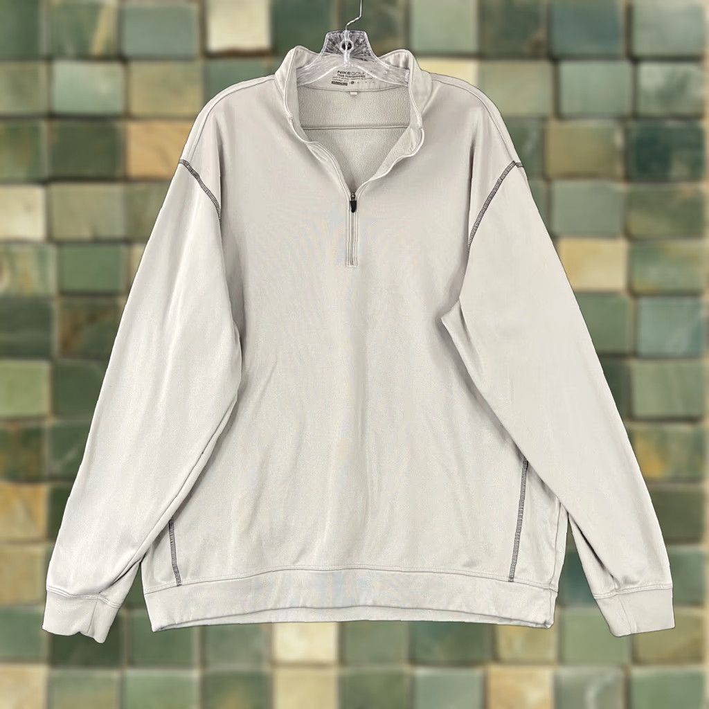 Nike VINTAGE Nike Golf Pullover Sweatshirt Men’s XL Beige 1/2 Zip Performance Tour Size US XL / EU 56 / 4 - 1 Thumbnail