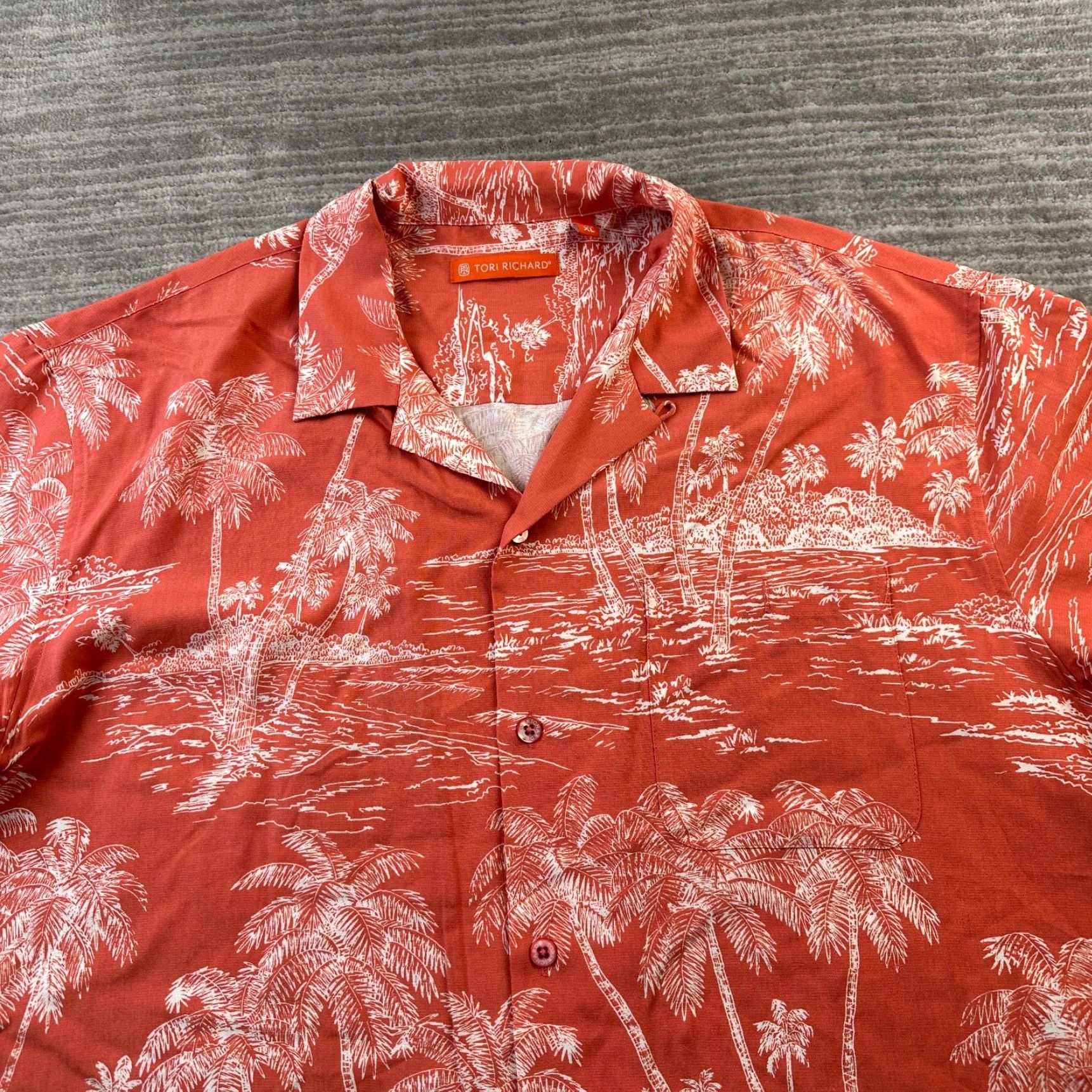 Tori Richard Tori Richard Shirt Mens Extra Large Orange Button Up Silk Blend Camp Size US XL / EU 56 / 4 - 3 Thumbnail