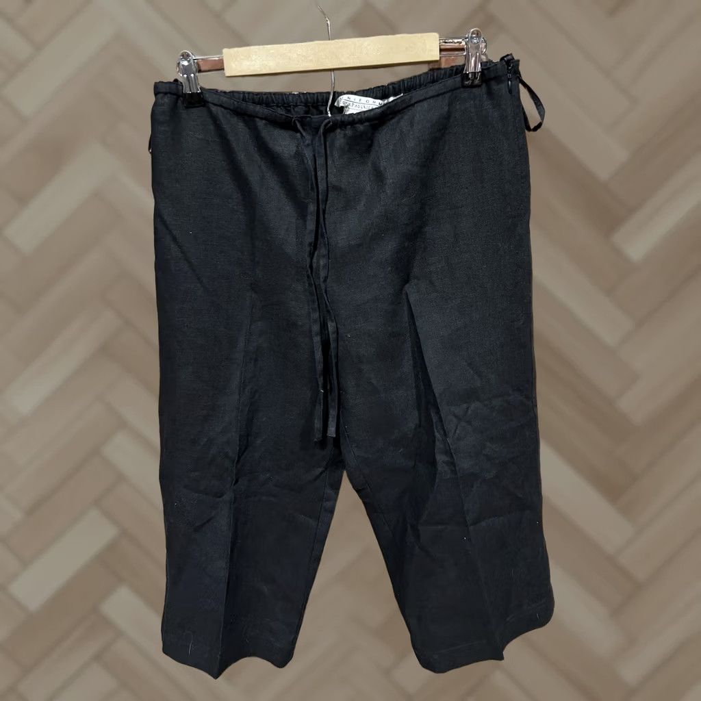 Vintage UNIFORM John Paul Richard LINEN Black Pants Capri Cropped Size 12 Womens Plus Size 12 Cropped Pockets Front Flat Front 27 in Inseam Size 34" / US 12 / IT 48 - 1 Thumbnail