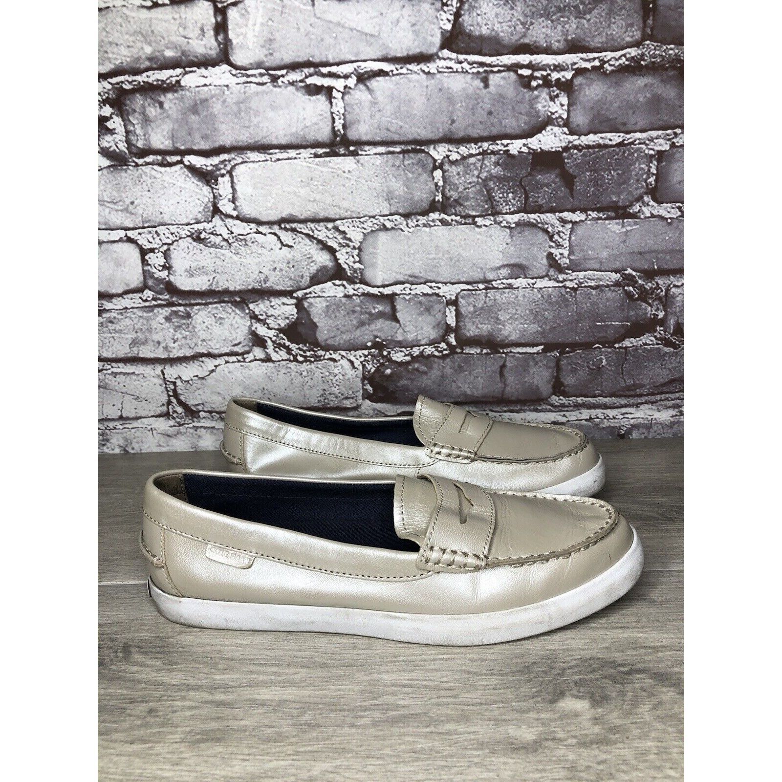 Cole Haan Cole Haan Silver Leather Penny Loafer Casual Slip On Shoes W Size US 9.5 / IT 39.5 - 1 Thumbnail