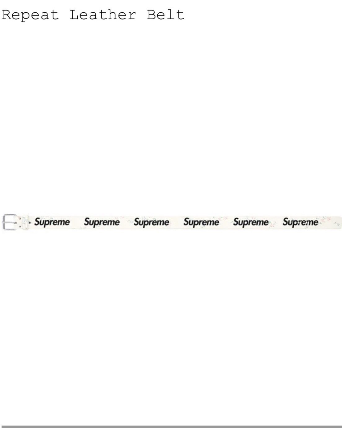 Supreme Repeat Leather Belt White FW25