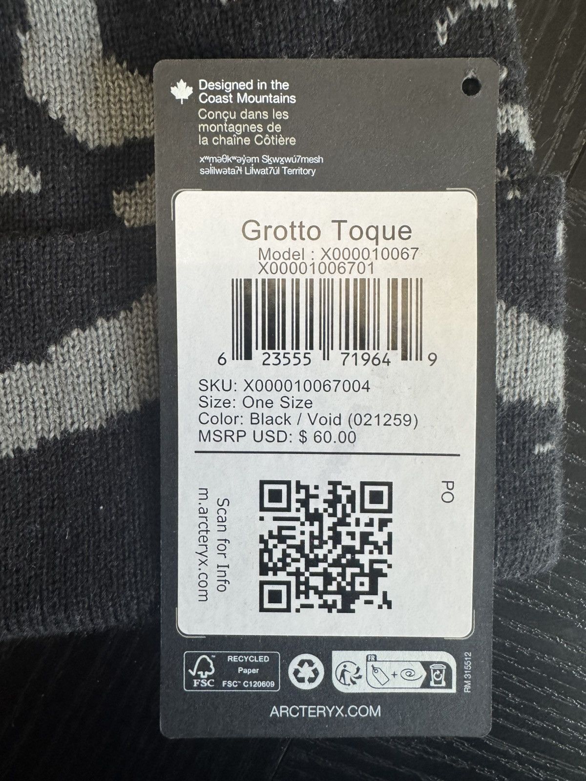 Arc'teryx Arcteryx Grotto Toque - Black Void Size ONE SIZE - 9 Thumbnail