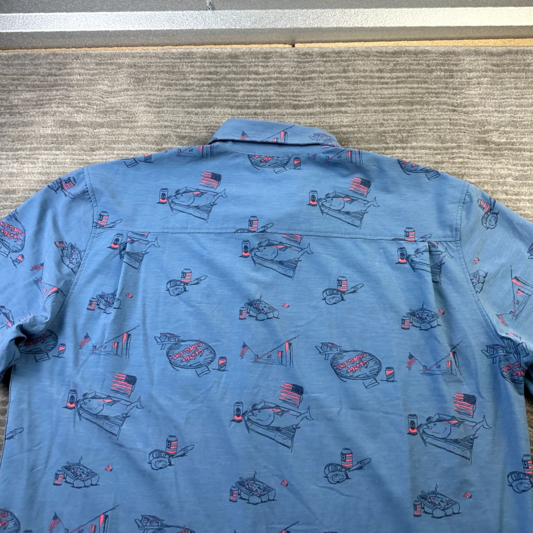 Vintage Huk Shirt Mens Extra Large Blue All Over Print Performance Fishing Outdoors USA Size US XL / EU 56 / 4 - 5 Thumbnail