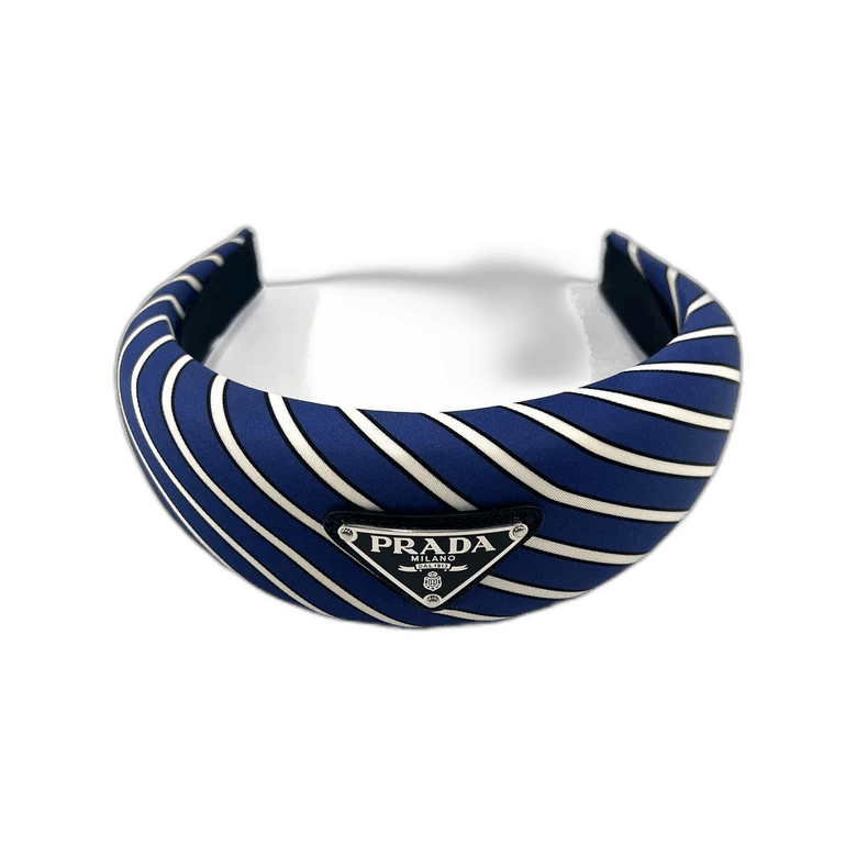 Prada Prada Blue and White Striped Headband Size ONE SIZE - 1 Thumbnail