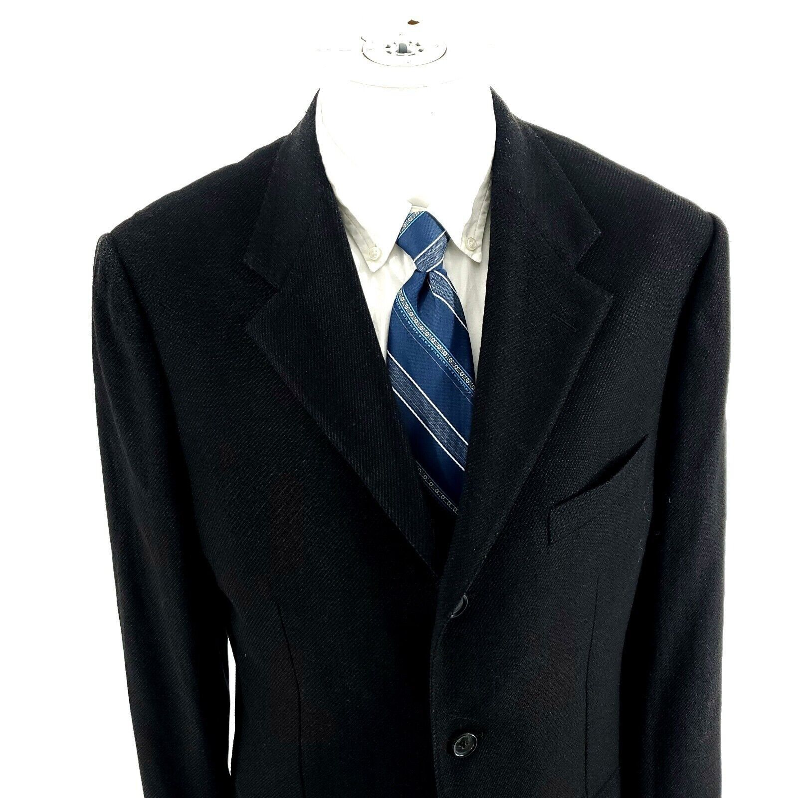 Corneliani Corneliani Wool Silk 3 Button Blazer 38L Black Side Striped Size 38L - 1 Thumbnail