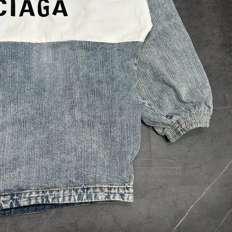 Balenciaga Balenciaga Washed Blue Denim Patchwork Windbreaker Jacket Size US XS / EU 42 / 0 - 5 Thumbnail