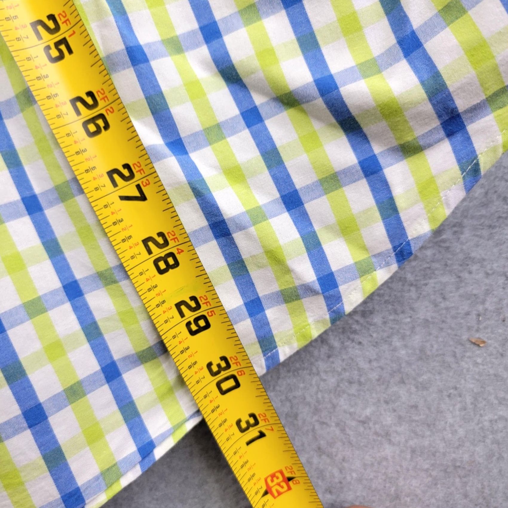 Izod IZOD Saltwater Shirt Mens XL Blue Green Plaid Short Sleeve Button-Down Collar Shirt Size US XL / EU 56 / 4 - 7 Thumbnail