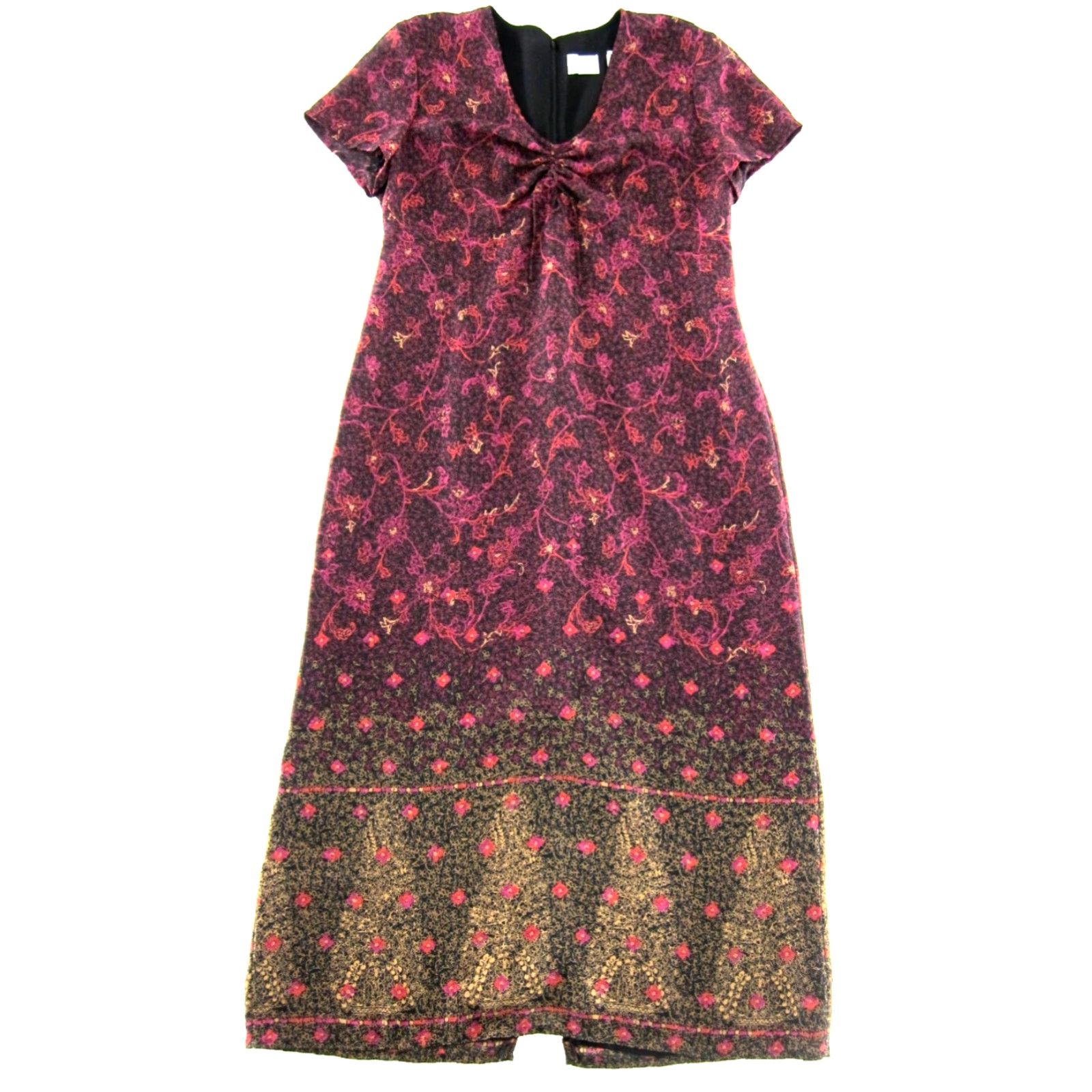 Liz Claiborne Emma James Liz Claiborne Pink Orange Brown Short Sleeve Long Maxi Dress 14 Size 36" / US 14 / IT 50 - 2 Thumbnail