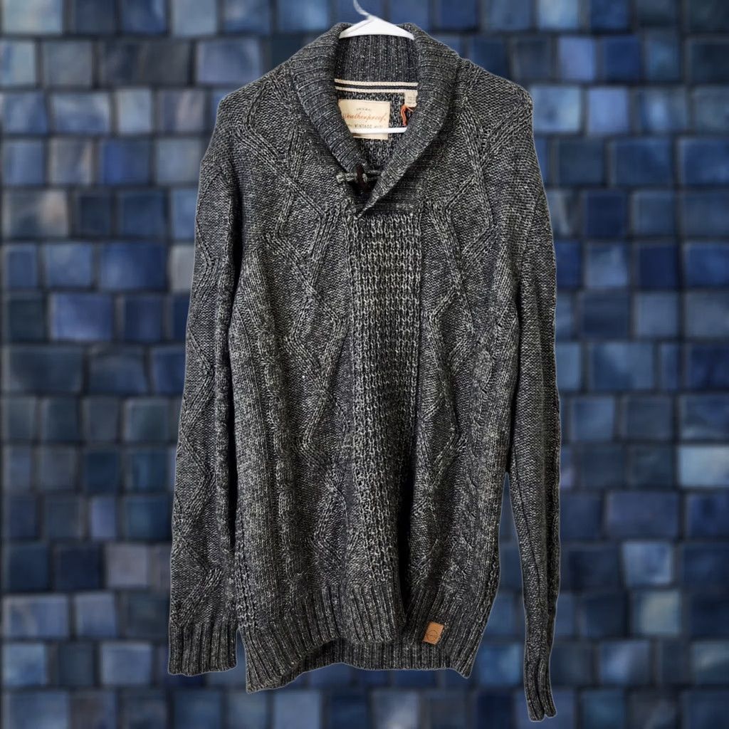 Weatherproof Weatherproof Mens Sweater L Cable-Knit Pullover Long Sleeve Gray-Green Size US L / EU 52-54 / 3 - 1 Thumbnail