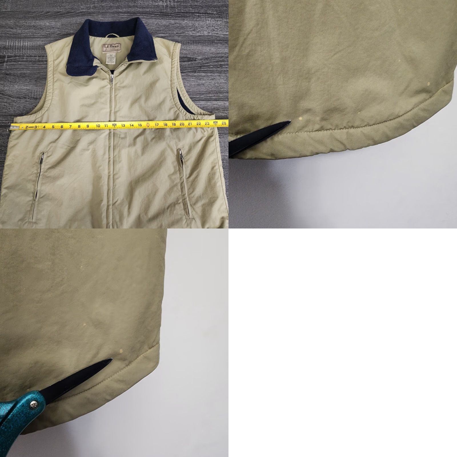 Vintage L.L. Bean Vest Fleece Lined Mens Large Beige Blue Windbreaker Outdoors Nylon Size US L / EU 52-54 / 3 - 8 Thumbnail