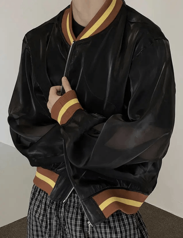 Japanese Brand × Vintage Avant garde oversized graffiti sheer mesh baseball jacket Size US M / EU 48-50 / 2 - 5 Thumbnail