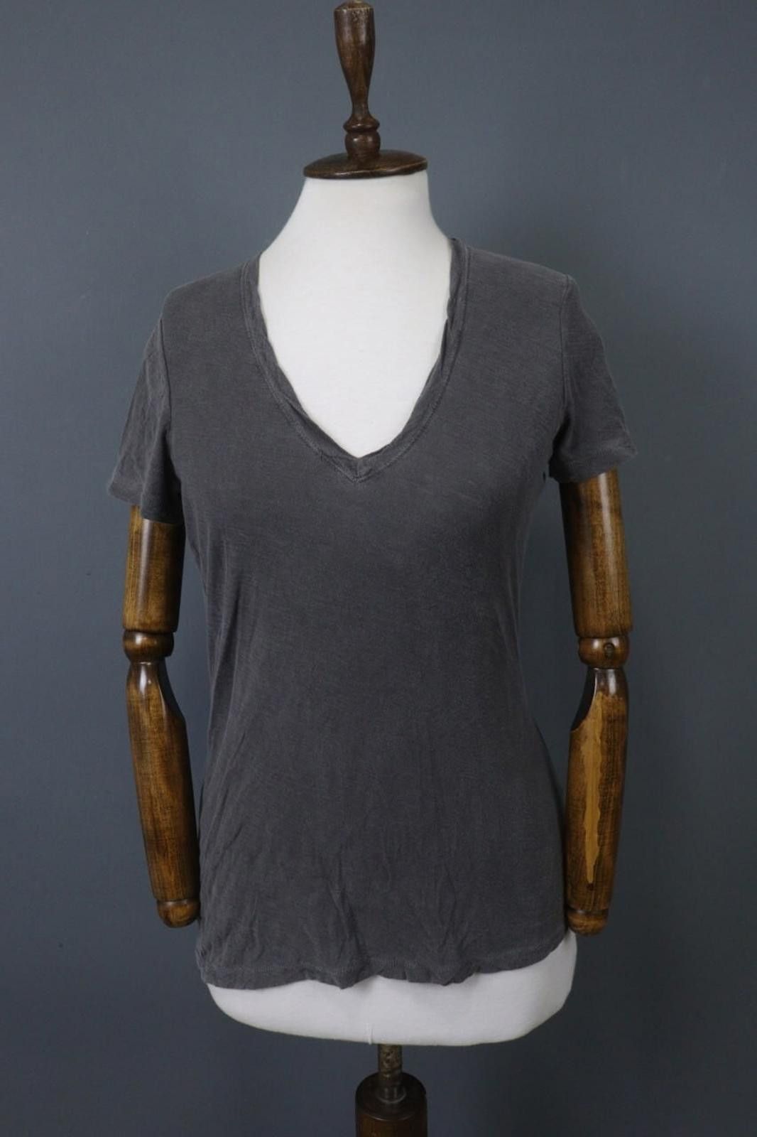 James Perse James Perse Gray Cotton V-Neck Pullover Blouse Top Size 4 Size S / US 4 / IT 40 - 1 Thumbnail