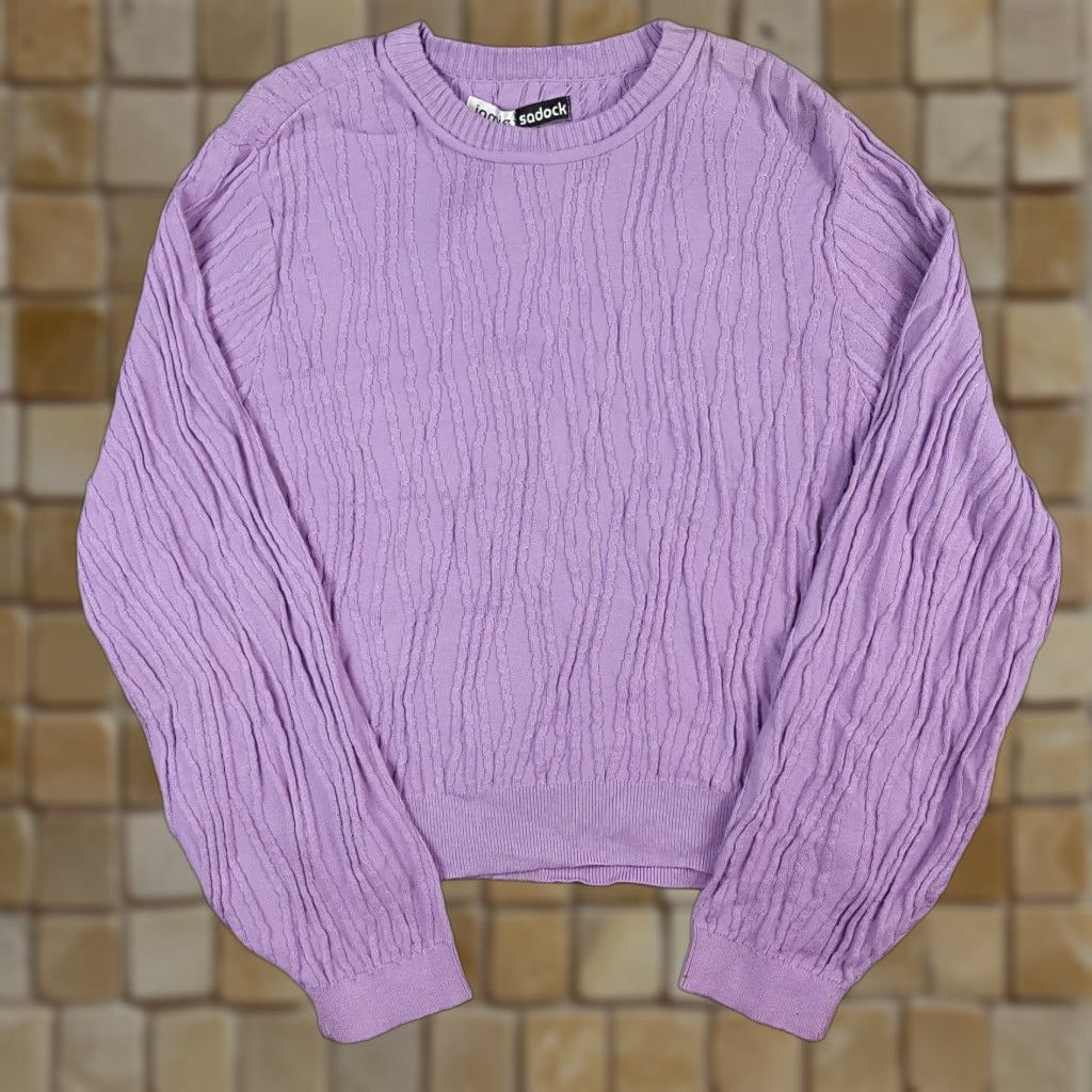 Vintage VINTAGE Y2K Preppy Purple Cable Knit Women's Size L Relaxed Fit Pullover Sweater Size L / US 10 / IT 46 - 1 Thumbnail