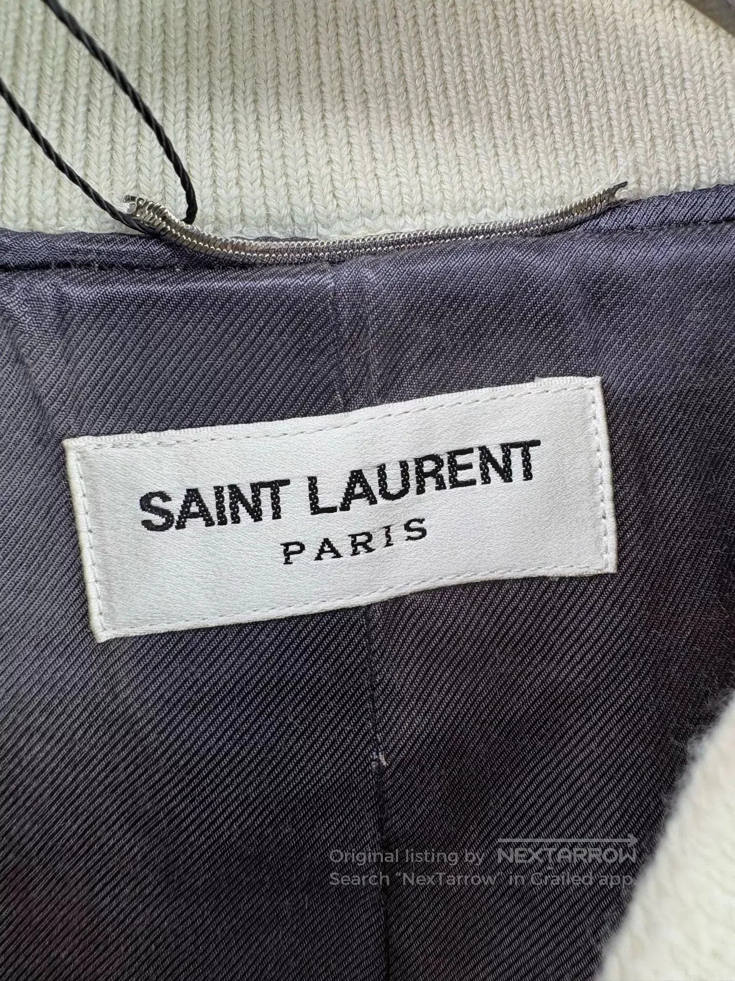 Saint Laurent Paris Saint Laurent White Leather Sleeves Baseball Jacket. Size US M / EU 48-50 / 2 - 4 Thumbnail