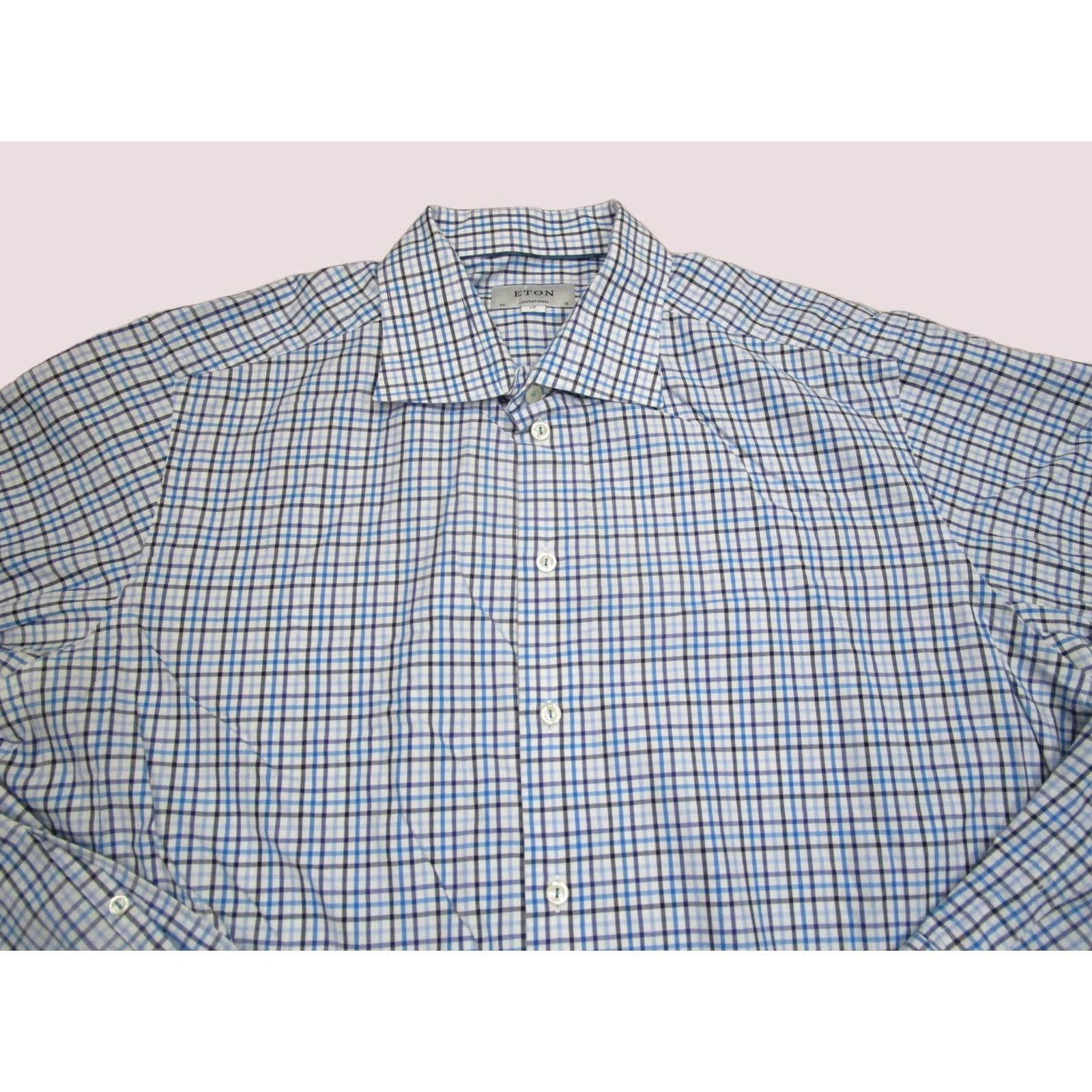 Eton Eton Shirt Mens 2XL Blue Plaid Button-Down Long Sleeve Casual Business Shirt Size US XXL / EU 58 / 5 - 1 Thumbnail