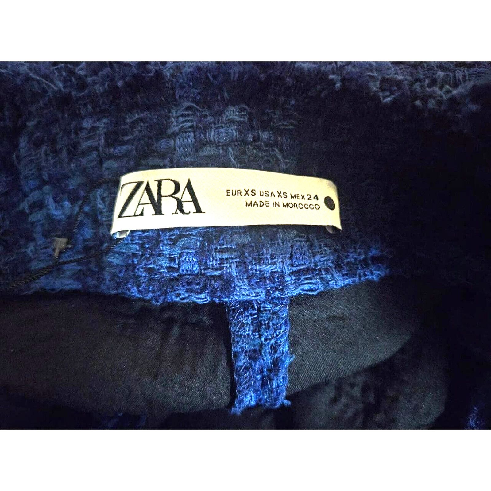 Zara ZARA ROYAL BLUE TWEED WIDE MINI DRESS WITH POCKETS SZ XS Size XS / US 0-2 / IT 36-38 - 4 Thumbnail