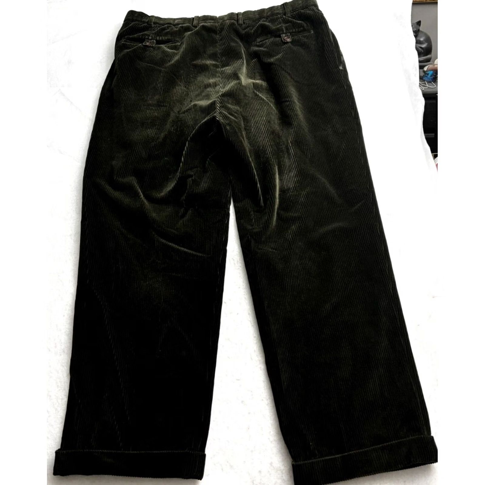 Brooks Brothers VINTAGE Brooks Brothers Loro Piana Italy Green Corduroy Whale Pants Mens Pleated 39x28 Size US 39 - 5 Thumbnail