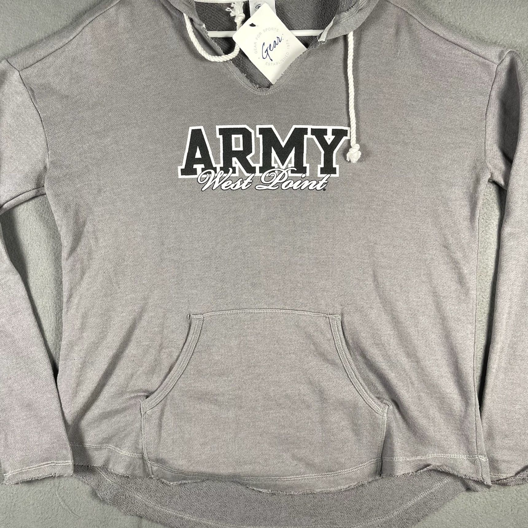 Vintage Gear Army West Point Distressed Hoodie Gray L NWT Cropped Pullover Hoodie Mens Sports Grunge 90s 80s Pockets Hooded Distressed Size US L / EU 52-54 / 3 - 2 Thumbnail