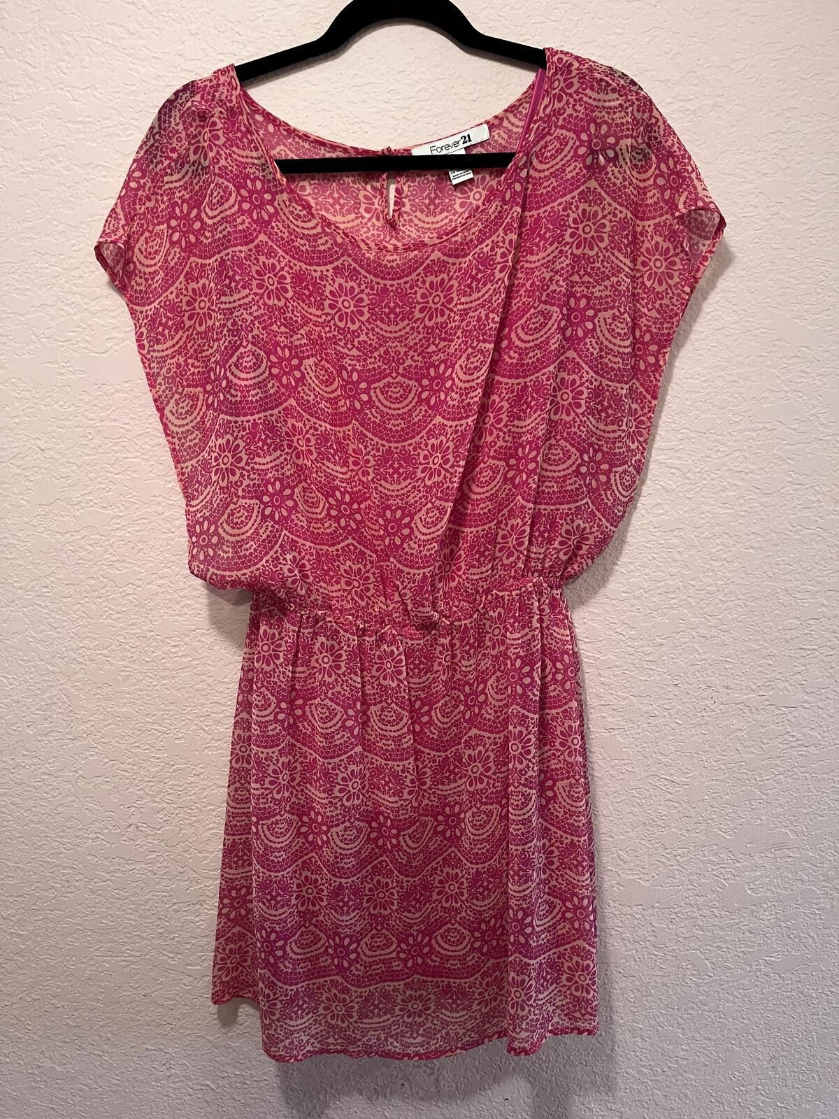 Forever 21 Forever 21 Sheer Burgundy Patterned Dress Size M / US 6-8 / IT 42-44 - 2 Thumbnail