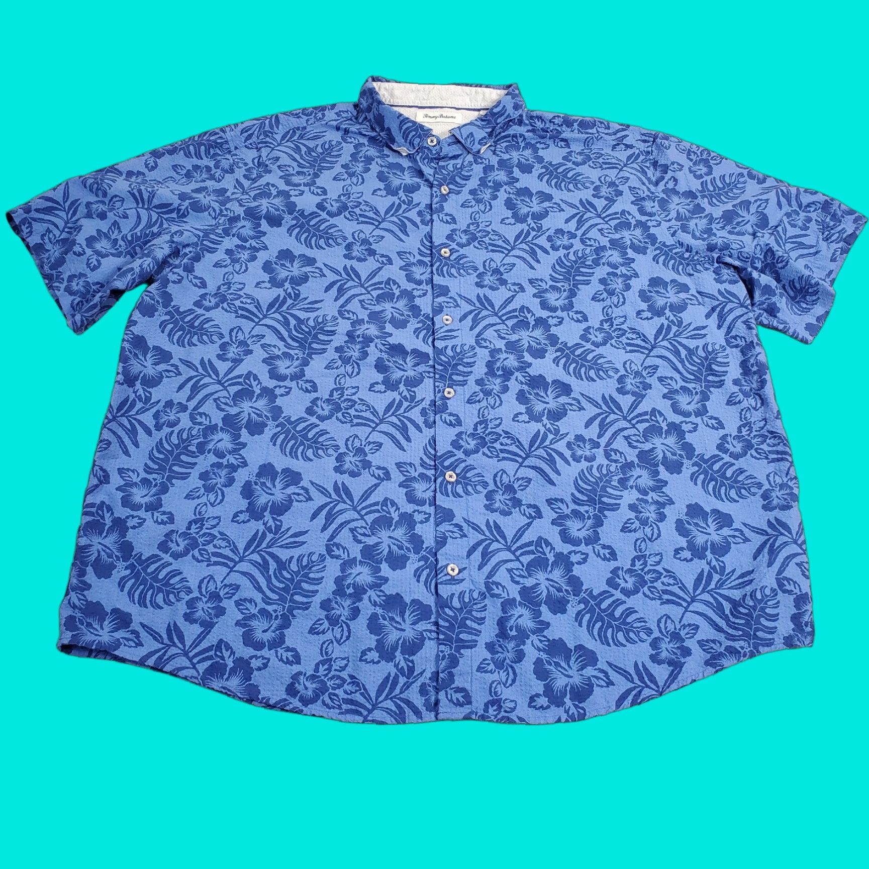 Tommy Bahama Tommy Bahama Shirt Mens 3XL Blue Floral Seersucker Button-Up Casual Cotton Seersucker, Button-Down Collar, Lightweight, Logo, Hawaiian Size US XXL / EU 58 / 5 - 1 Thumbnail