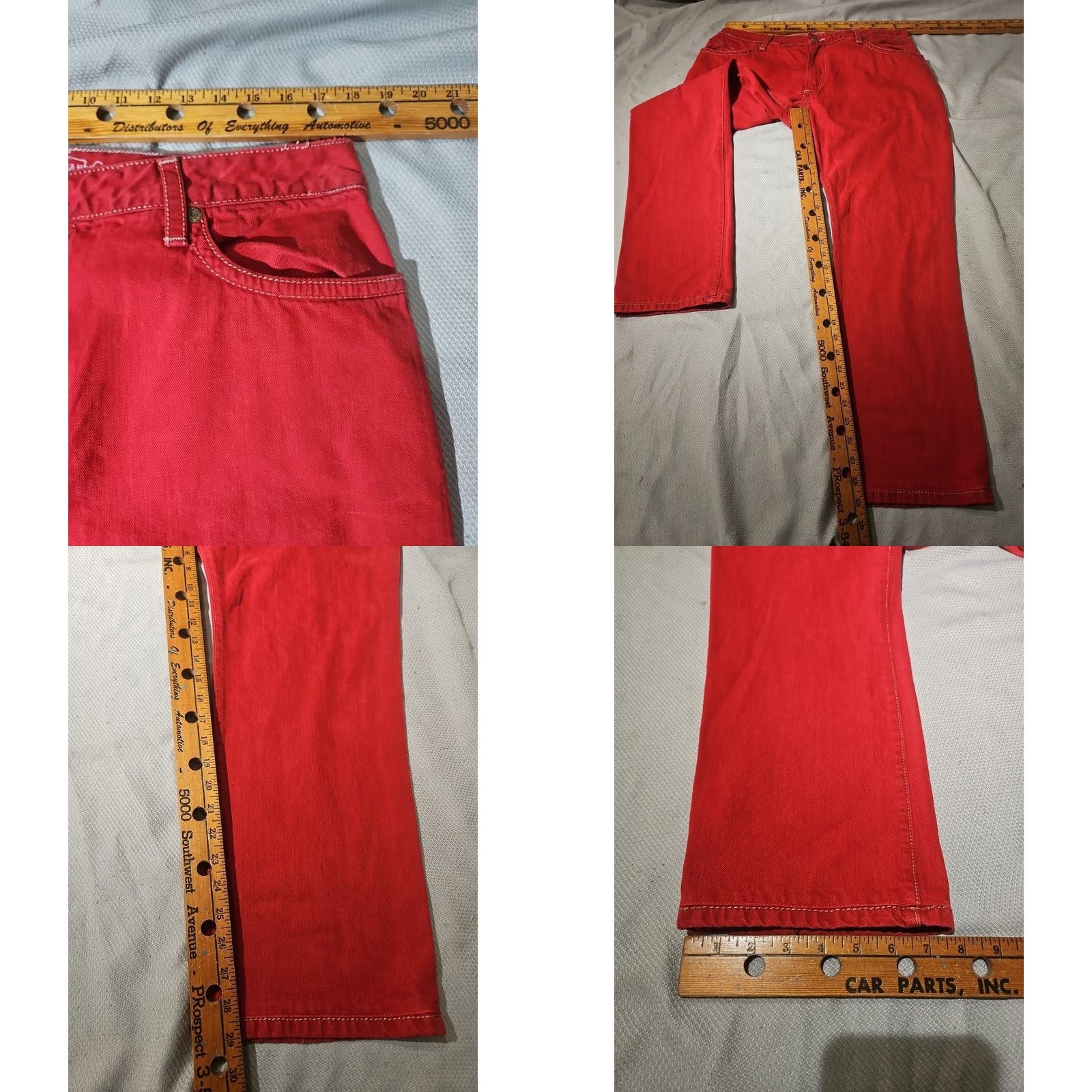 Denime Robins Jeans Mens 38 Red New Flap Denim Embellished Rhinestone Pocket USA Jeans Size US 38 / EU 54 - 8 Thumbnail