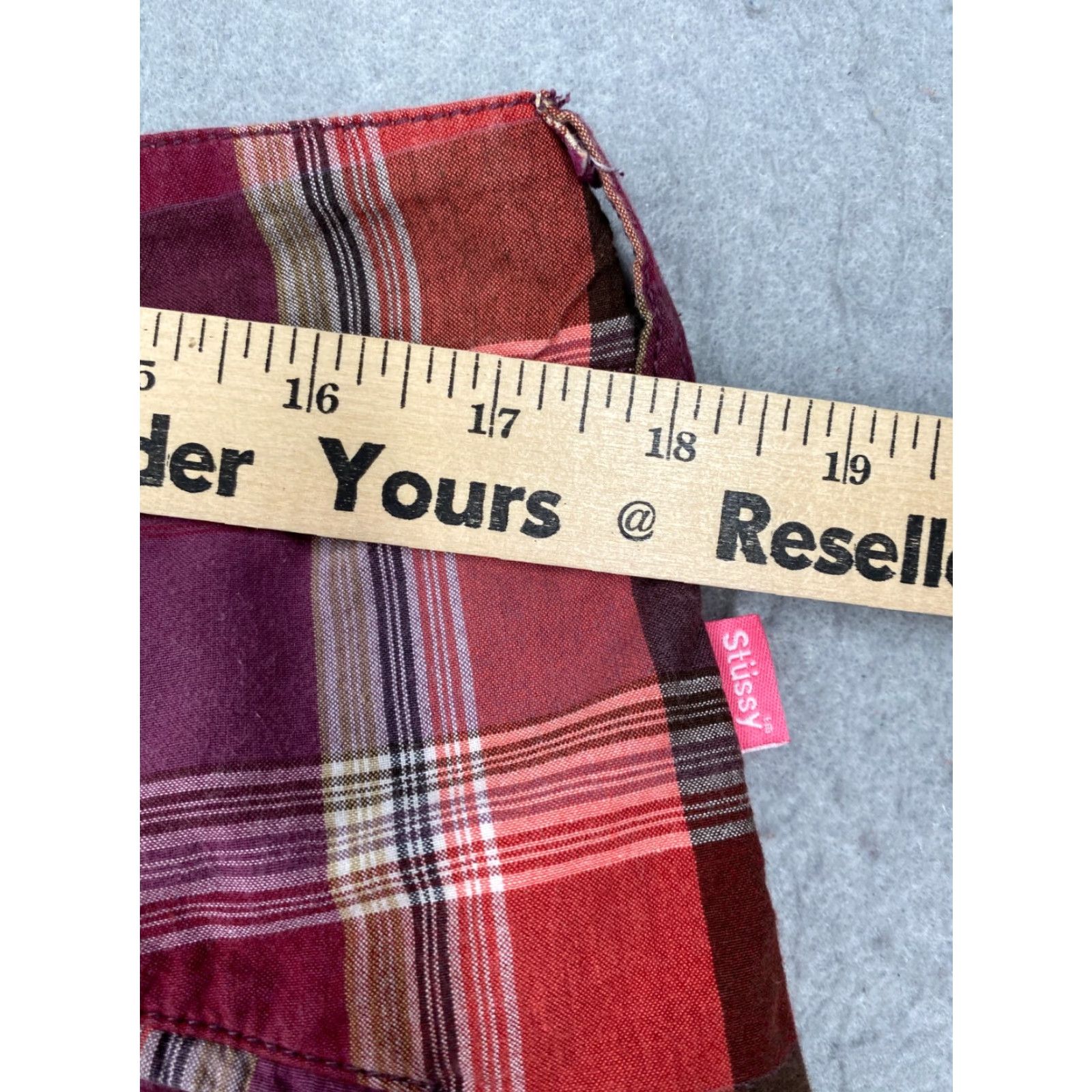 Vintage Stussy Shorts Mens 36 Red Plaid 12" Skate Golf Casual Streetwear Y2K Size US 36 / EU 52 - 7 Thumbnail
