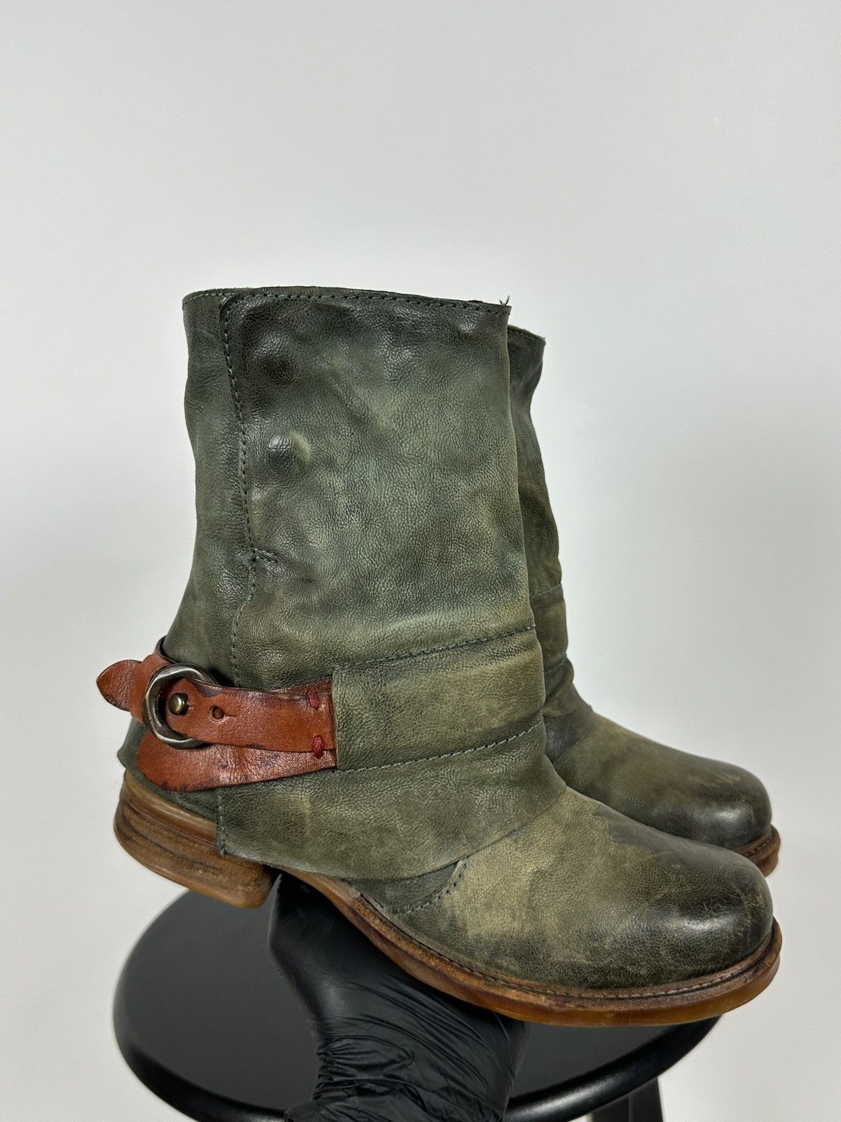 A.S.98 A.S.98. Airstep Leather Biker Ankle Buckle Strap Boots Size US 6 / IT 36 - 1 Thumbnail