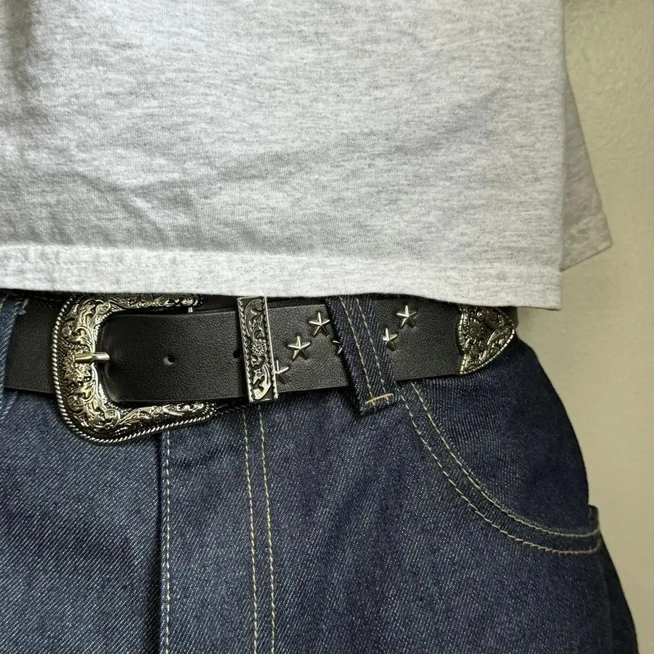 Cowboy Equipment × Vintage vintage black american cowboy star studded belt Size ONE SIZE - 4 Thumbnail