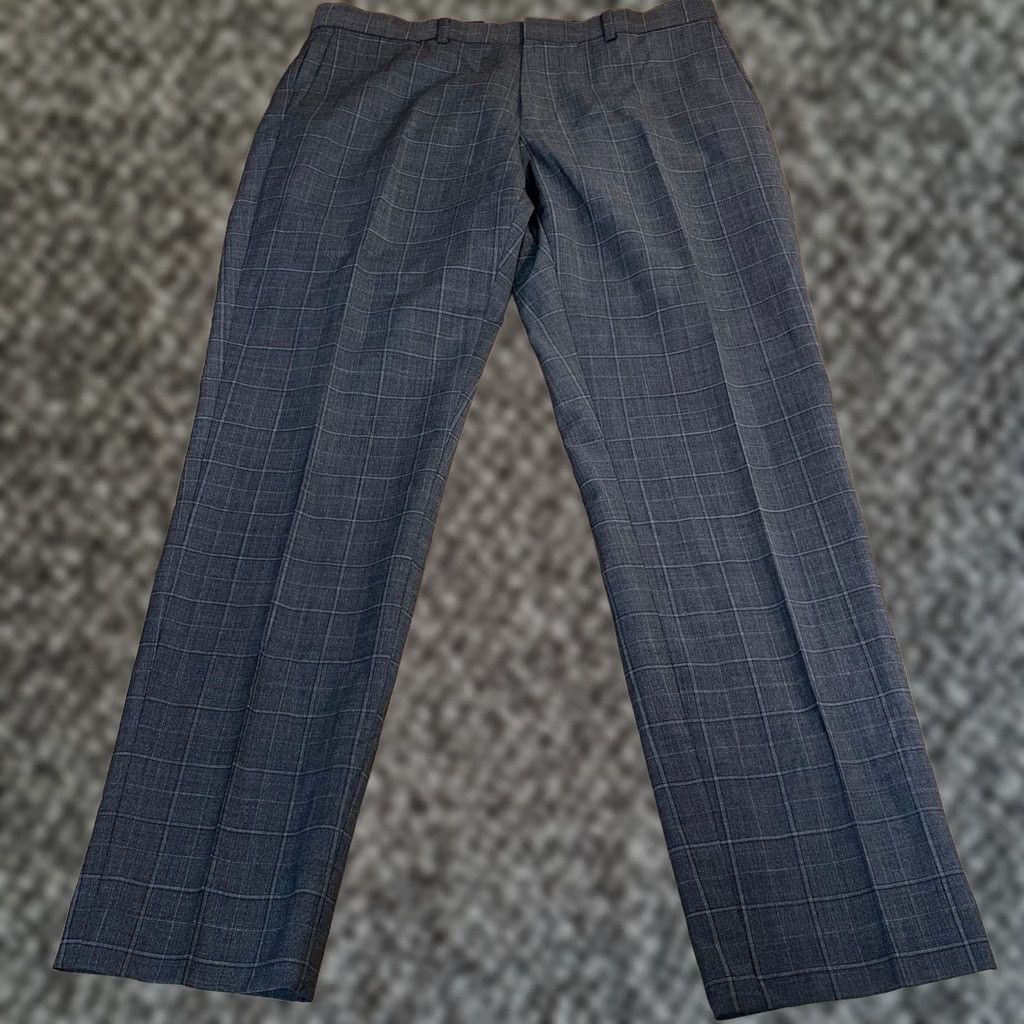 Club Monaco Club Monaco Sutton Slim Fit Wool Blend Plaid Dress Pants Mens 31x29 Grey Size US 31 - 1 Thumbnail