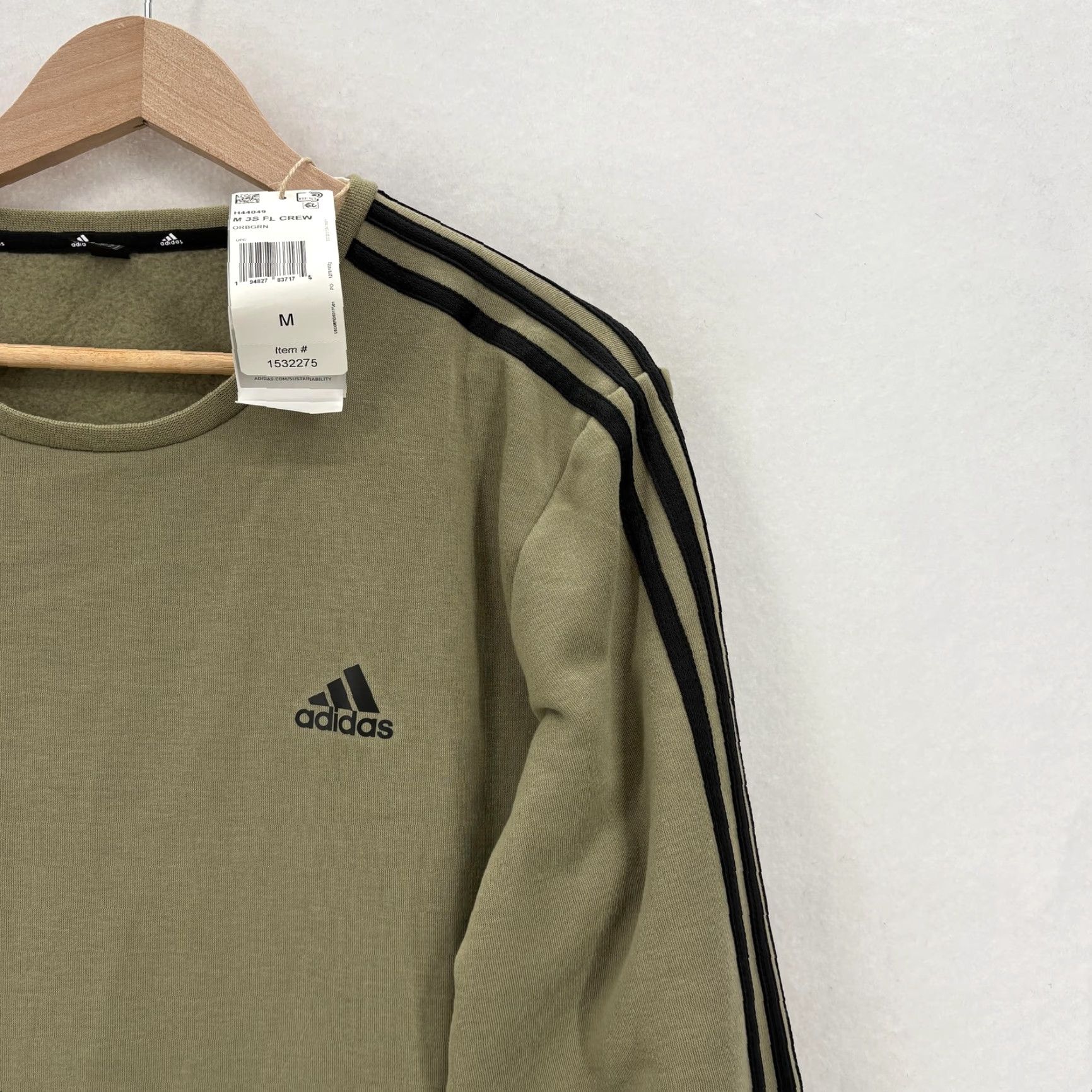 Adidas Adidas Sweatshirt Mens Medium Green Fleece Crewneck Pullover 3-Stripes Casual Shirt/Top Striped Logo Winter Mens Size US M / EU 48-50 / 2 - 2 Thumbnail