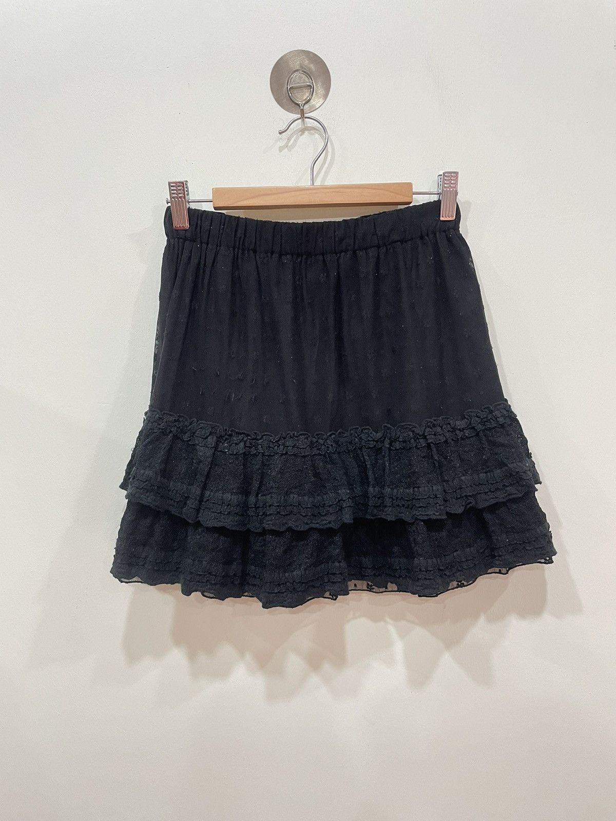 image of Ruffle Mini Skirt Dolly Girl By Anna Sui in Black, Women's (Size 26)