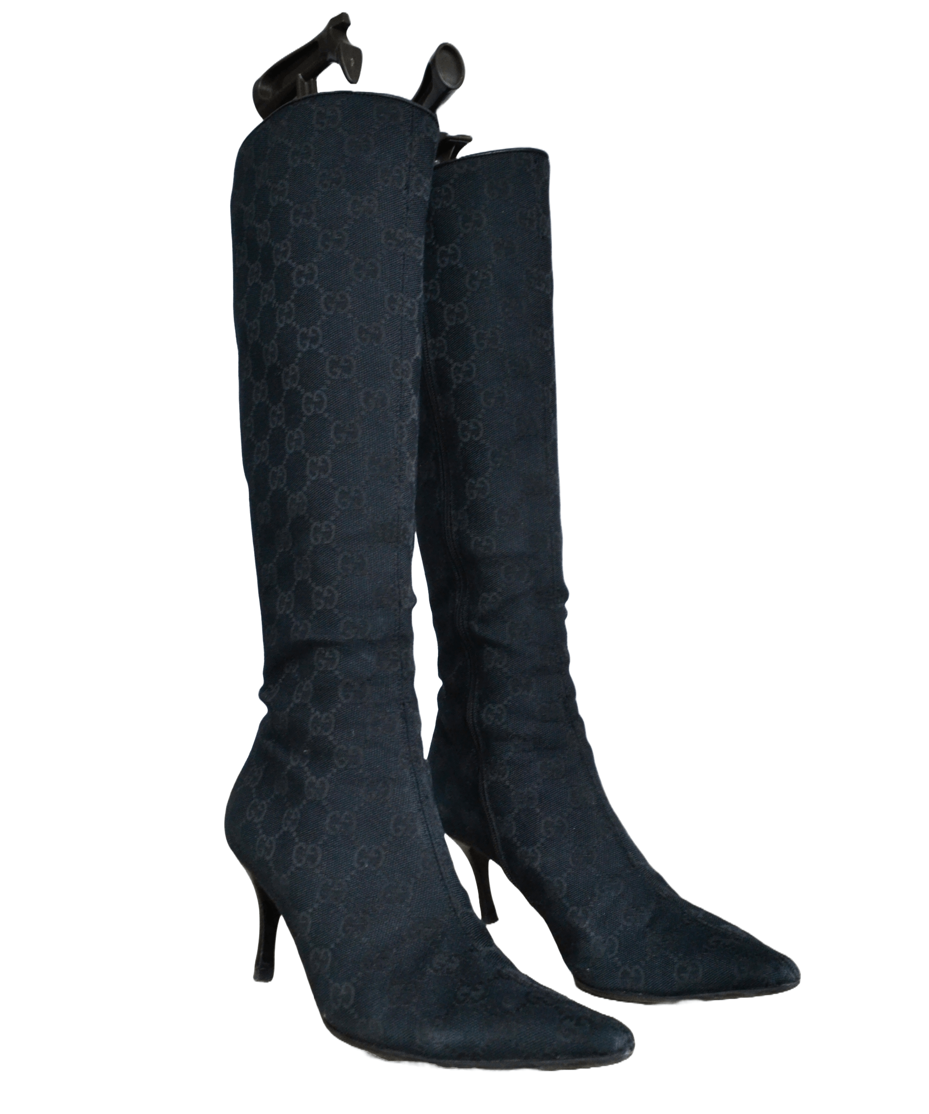 Gucci 🔴 GUCCI Heels Boots Monogram Black Tall GG Zip TOM FORD Size US 6 / IT 36 - 7 Thumbnail