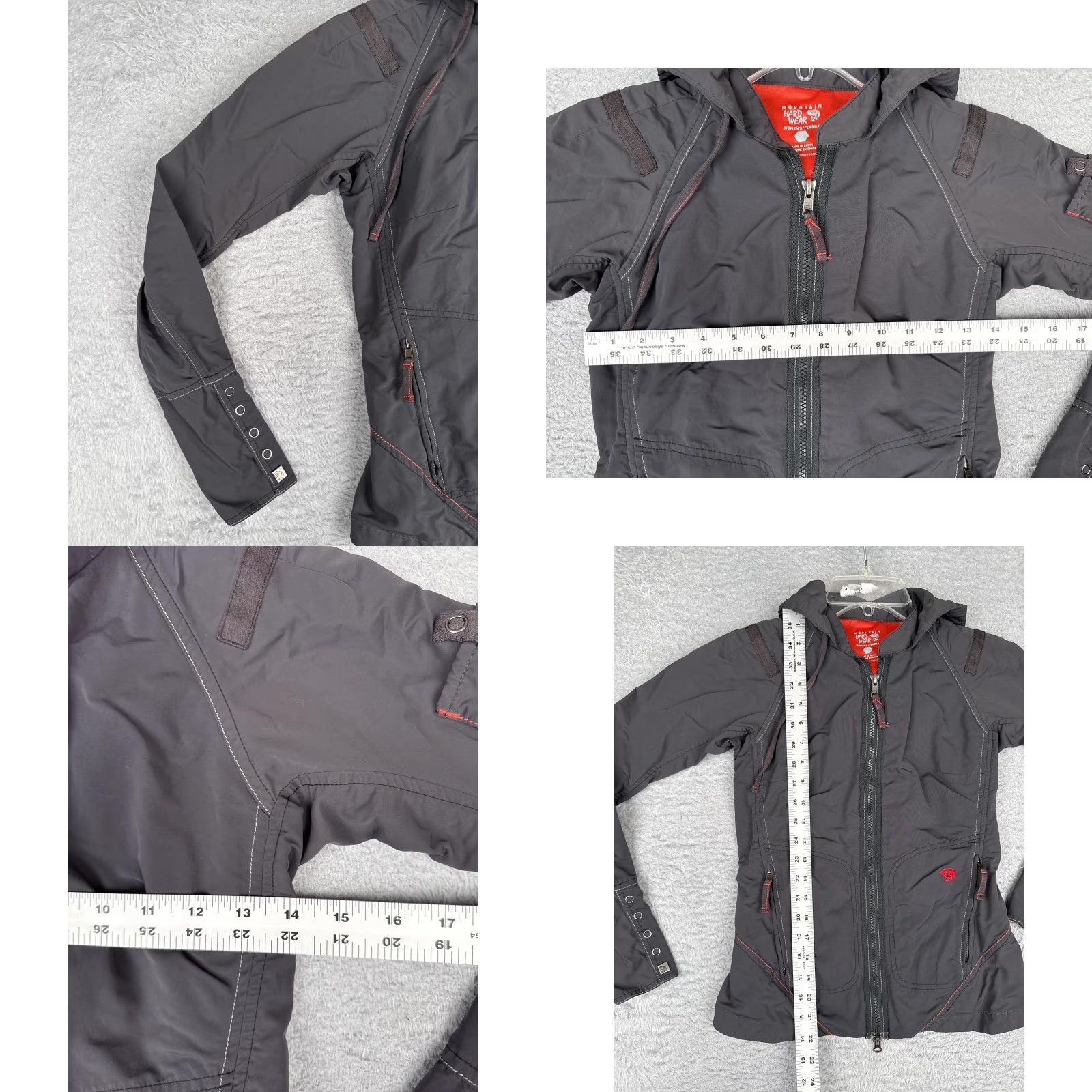 Mountain Hardwear Mountain Hardwear Jacket Womens 2 Gray Hooded Softshell Full Zip Hiking Trail Zip Front Light-Weight Pockets All Seasons Size XS / US 0-2 / IT 36-38 - 8 Thumbnail
