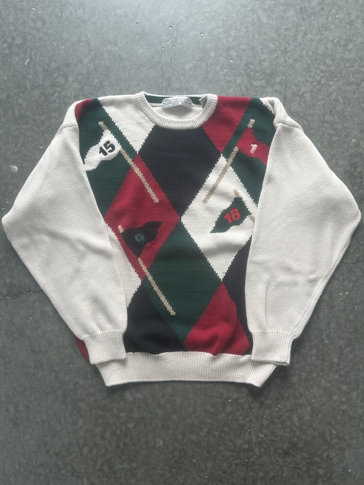 Vintage Vintage 90s John Ashford Golf Knit Sweater Boxy Fit Size US XL / EU 56 / 4 - 1 Thumbnail