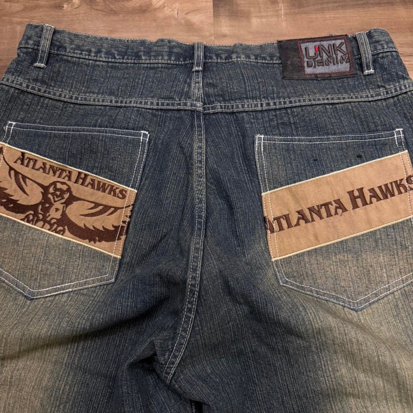 NBA Y2K vintage NBA wide leg baggy Atlanta Hawks jeans Size US 36 / EU 52 - 8 Thumbnail