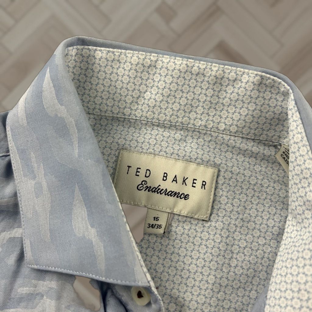 Ted Baker Ted Baker Endurance Long Sleeve Button-Up Shirt Men's 15 34/35 Camo Blue Size US M / EU 48-50 / 2 - 1 Thumbnail