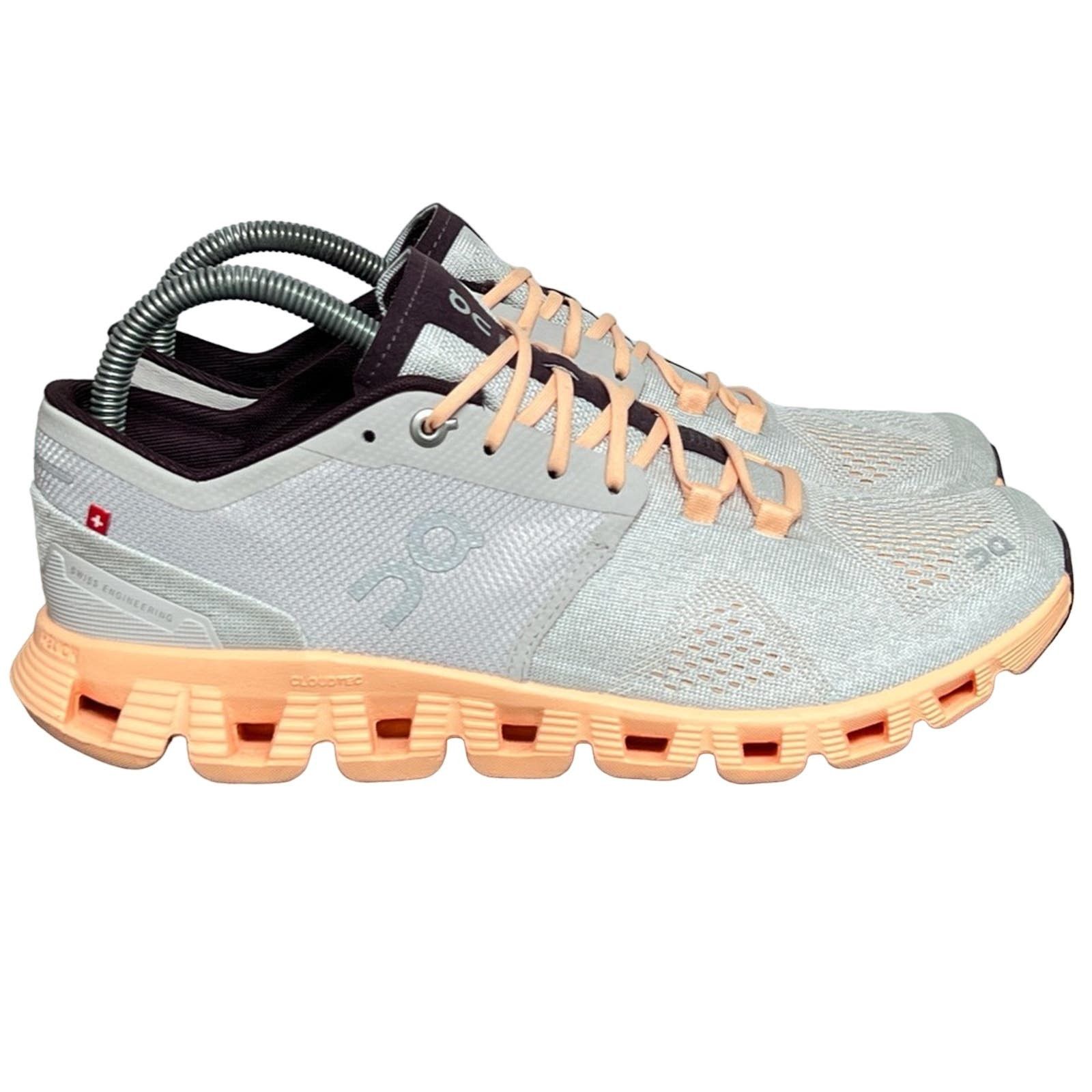 On Cloud X 2.0 Grey Peach Running Shoes Women's 9 LIKE NEW