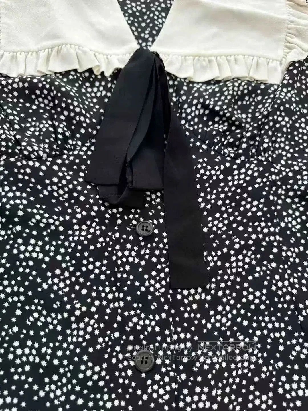 Miu Miu Miu Miu Star Print Peter Pan Collar Silk Dress. Size M / US 6-8 / IT 42-44 - 4 Thumbnail
