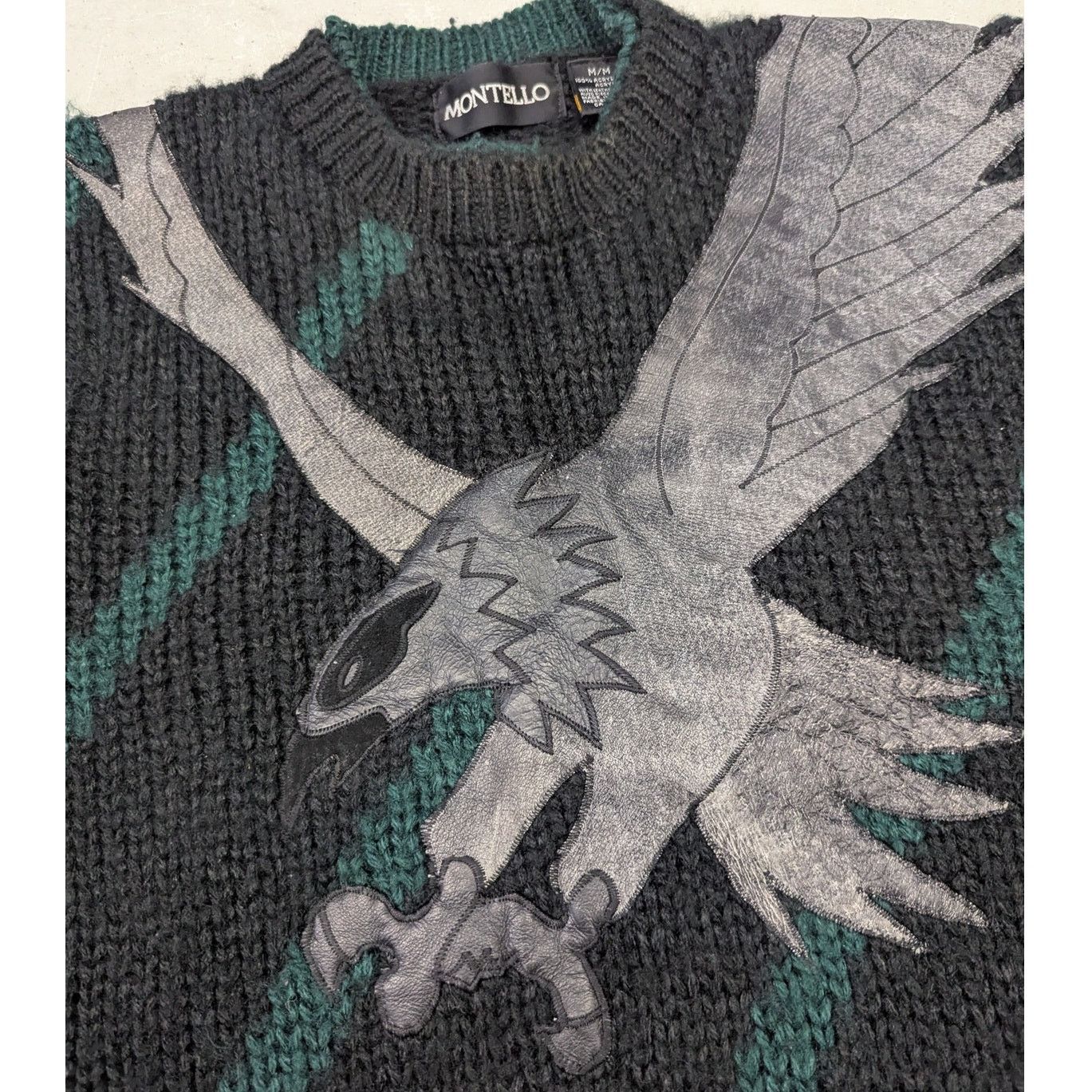 Coogi × Vintage Vintage Montello Swooping Eagle Leather Patch Knit Sweater Size US L / EU 52-54 / 3 - 2 Thumbnail