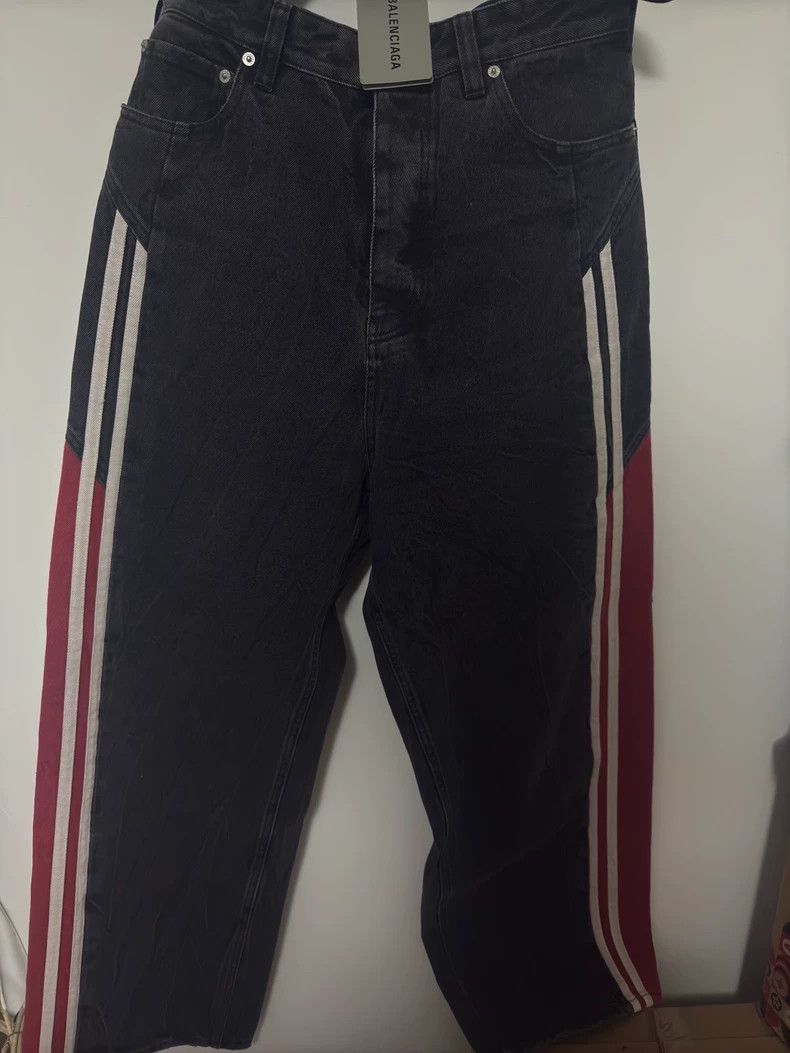 Balenciaga Balenciaga size XS Washed black and red patchwork striped Size US 26 / EU 42 - 1 Thumbnail