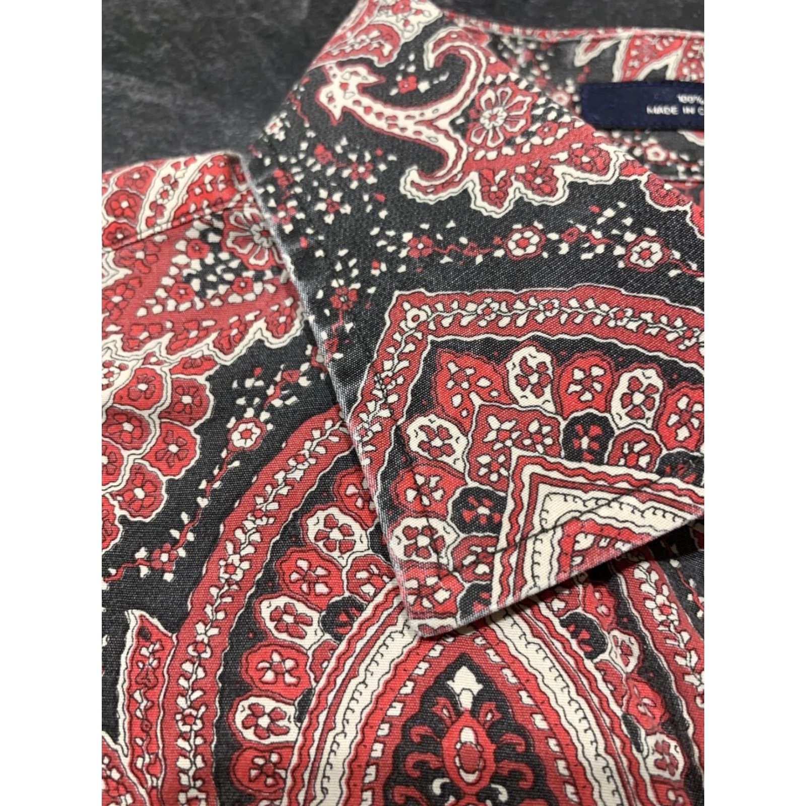 Cremieux Daniel Cremieux Mens Long Sleeve Button-Up Red Paisley Shirt Large Regular Fit Size US L / EU 52-54 / 3 - 7 Thumbnail