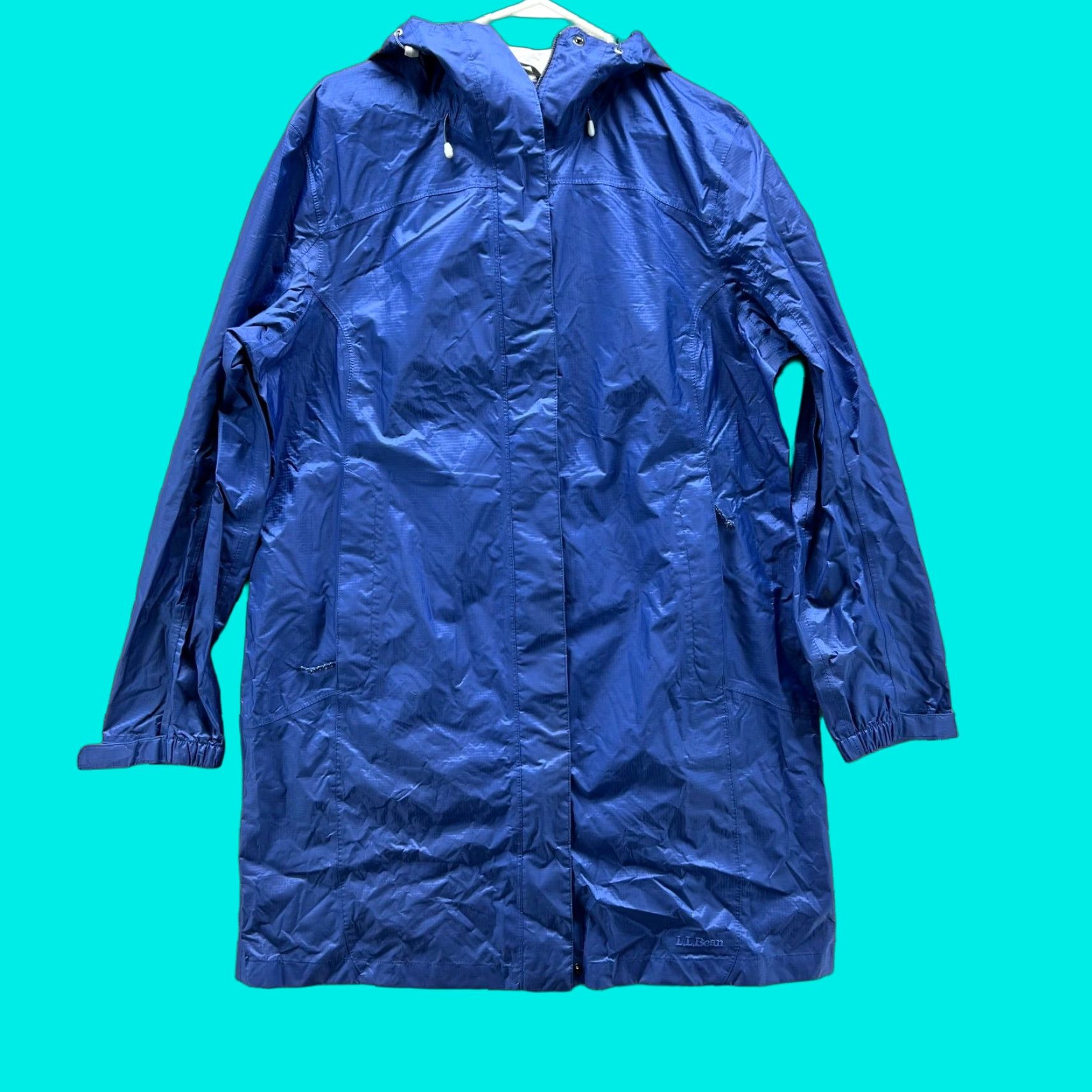 Vintage VINTAGE LL Bean Jacket Women Large Blue Trail Model Rain Coat Hooded Nylon Rugged 268313 Size L / US 10 / IT 46 - 1 Thumbnail