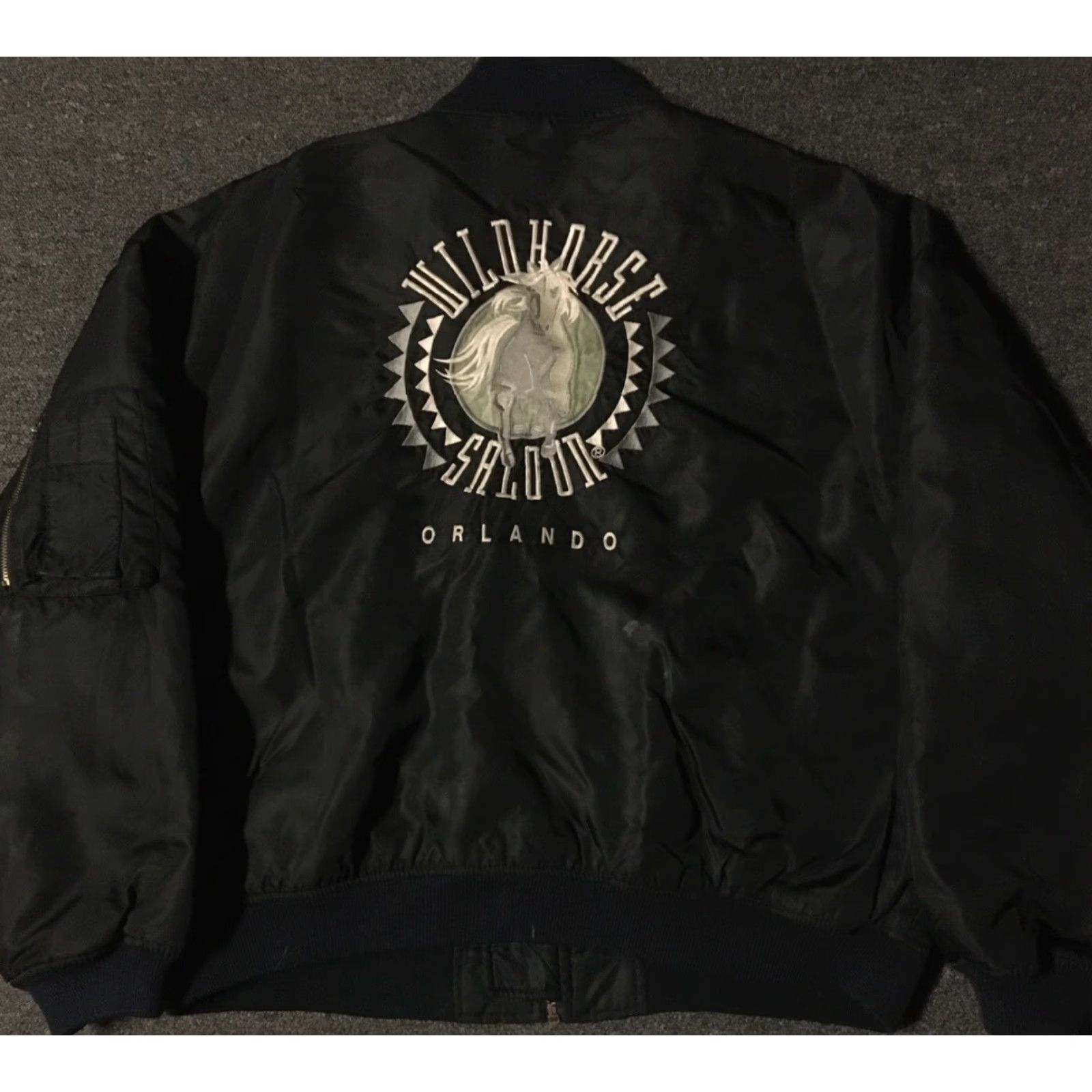 Vintage VINTAGE Stormin Norman Distressed Bomber Jacket Mens L Black 80s 90s Wildhorse Saloon Orlando Trucker Grunge Biker 80s 90s Theme Embroidered Size US L / EU 52-54 / 3 - 2 Thumbnail