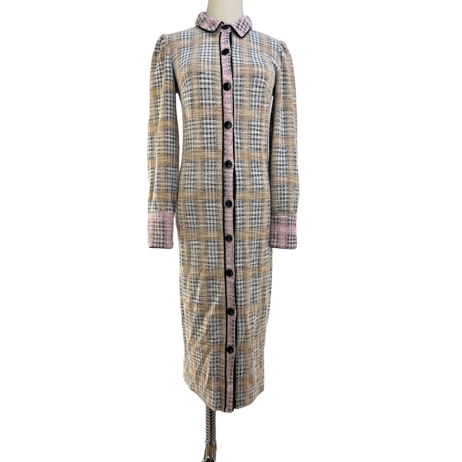 Other Walter Baker Tia Midi Dress Plaid Long Sleeves Knit Preppy Size XS / US 0-2 / IT 36-38 - 1 Thumbnail