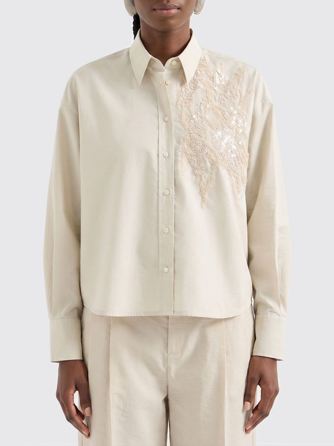 Brunello Cucinelli Brunello Cucinelli Shirt Woman Beige Size M / US 6-8 / IT 42-44 - 1 Thumbnail