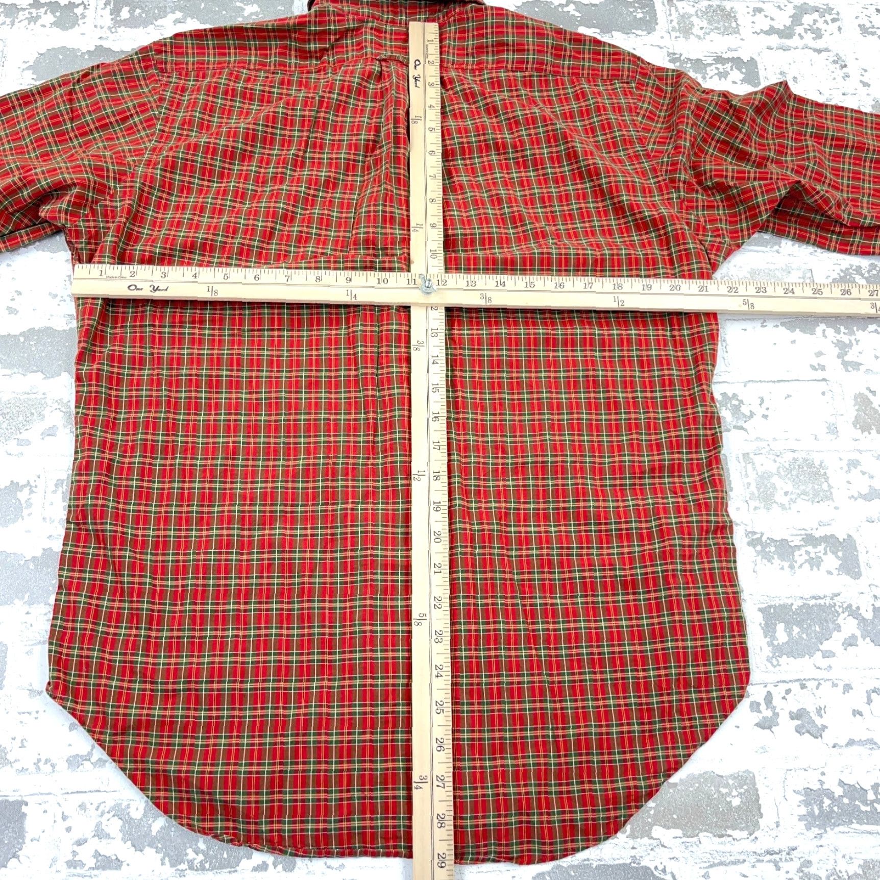 Ralph Lauren Ralph Lauren Shirt Men Medium Red Green Plaid Button Up Classic Fit Tartan Dress Size 40R - 5 Thumbnail
