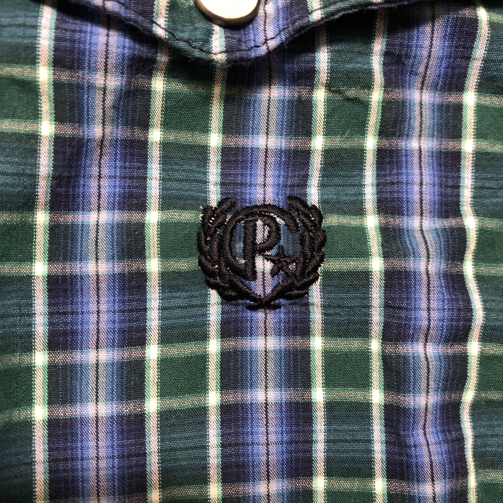 Vintage Panhandle Shirt Mens Tag Medium Plaid Cotton Pearl Snap Blue Green Western Size US M / EU 48-50 / 2 - 4 Thumbnail