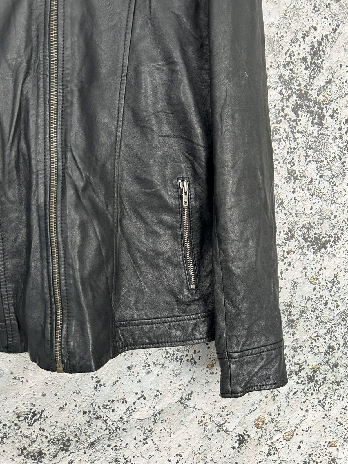 Samsoe Samsoe Samsoe Samsoe Krede Black Genuine Leather Jacket Punk Metal Size US XL / EU 56 / 4 - 4 Thumbnail