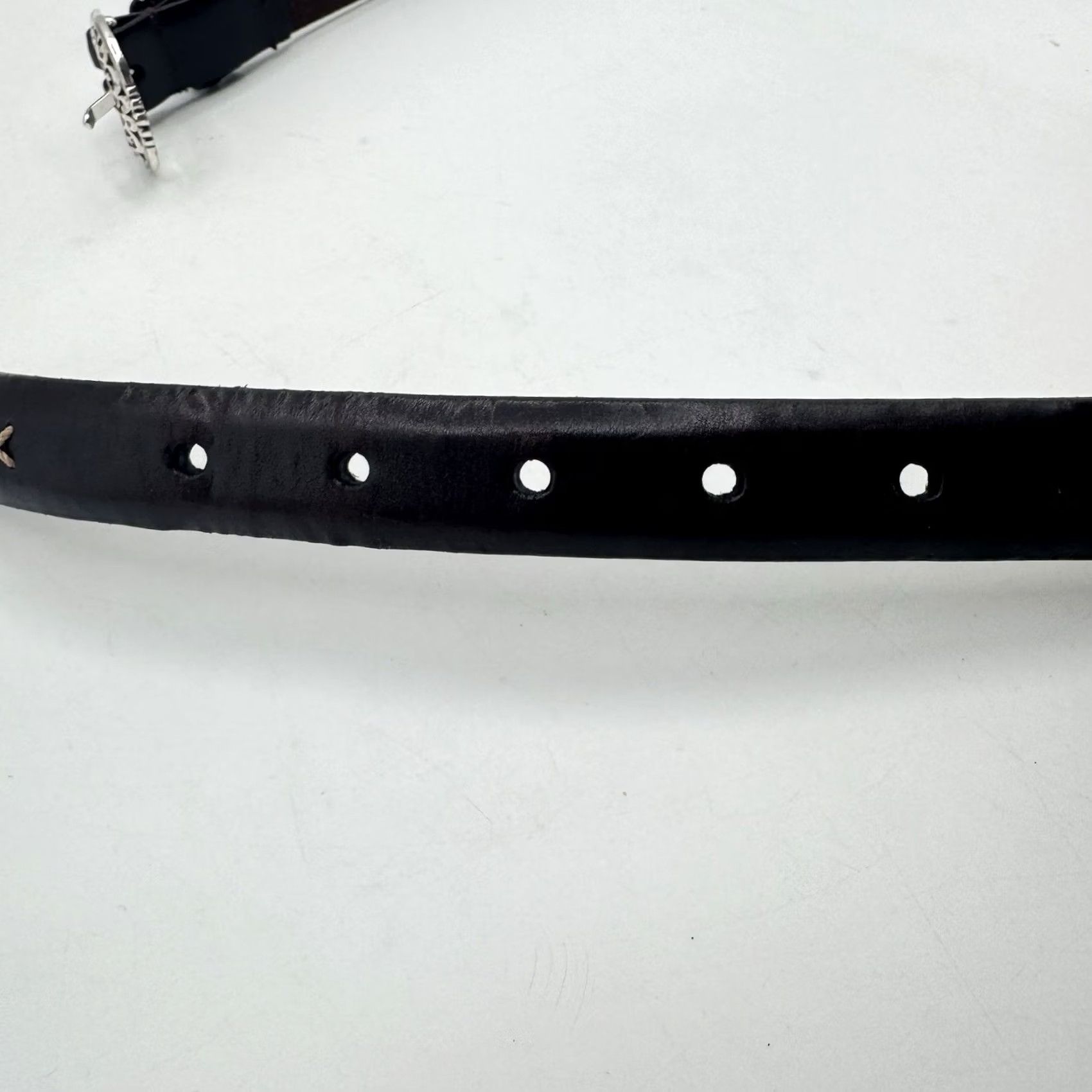 Brighton VINTAGE Brighton Belt Women Leather Brown Flower Stitch Raised Black 40 Size 40 B3118 Size ONE SIZE - 6 Thumbnail